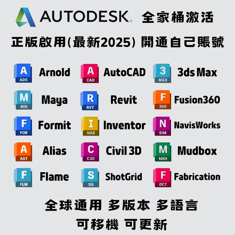 台灣特價授權 Autodesk 2025 全系列產品1年訂閱 官方正版